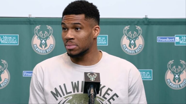 Giannis Antetokounmpo media availability