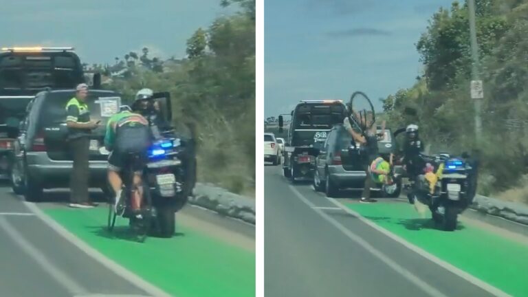 California Cyclist Collides with cop