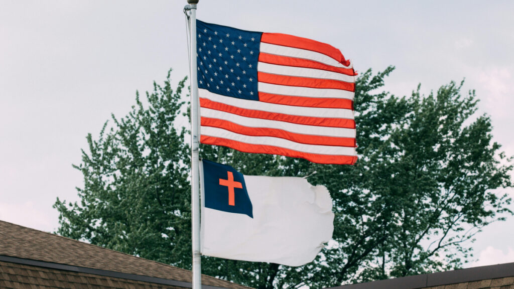 Christian Flag and American Flag