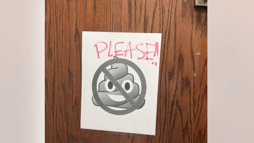 Kansas Nurse Claims Responsibility for Viral ‘No Pooping’ Bathroom Sign: ‘Deal With It’ Kansas nurse "number 2" sign