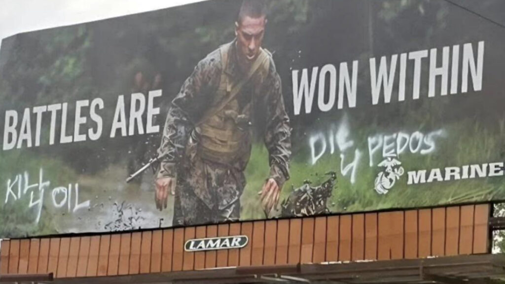 Vandalized Marine Corps Billboard in North Carolina