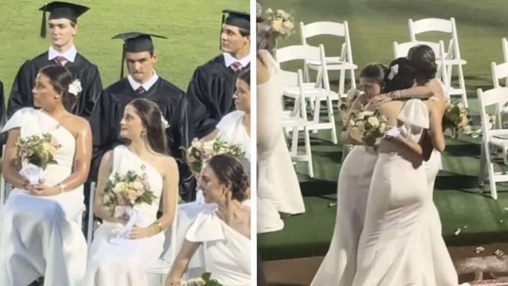 Alabama Graduation Ceremony Sparks Debate Over Girls’ Bridal-Style White Gowns: ‘When You Realize How Sick This Is’ Alabama Graduation Ceremony Sparks Debate Over Girls’ Bridal-Style White Gowns