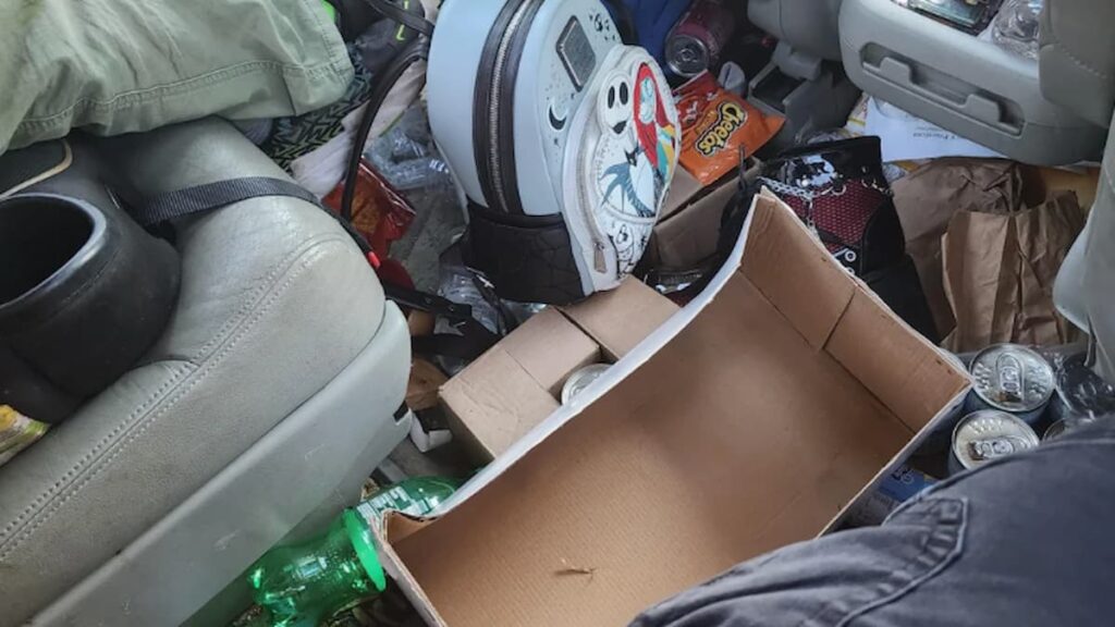 Trash in car